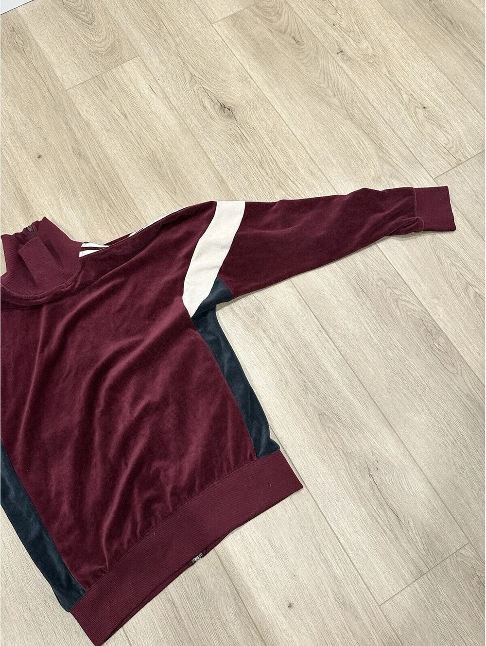 Retro Adidas Velour Tack Top Jacket Mens Medium Burgandy